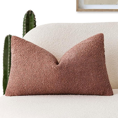 Foindtower Decorative Textured Boucle Throw Pillow Covers Accent Solid Lumbar by Foindtower