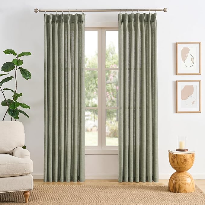 RAIN CITY 96 Inch Long Curtains Pinch Pleat, Back Tab Track System Sheer - Image 2