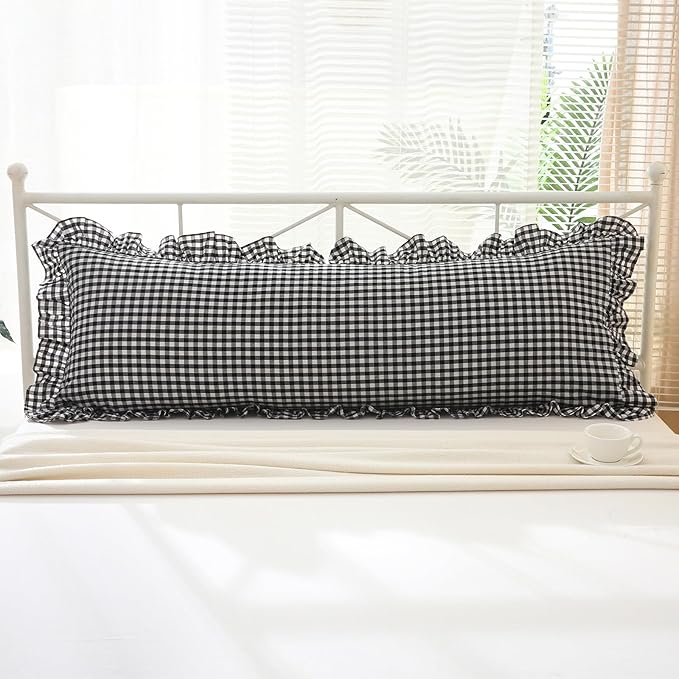 Black White Plaid Gingham Body Pillow Cover - Image 7