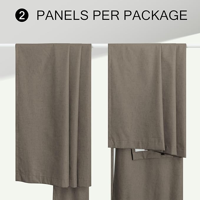 Brown Blackout Curtains 90 Inch Length Thick Linen Patio Drapes - Image 9