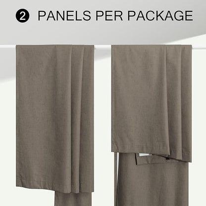 Brown Drapes 84 Inch Length 2 Panels Set Linen Long Curtains - Image 9