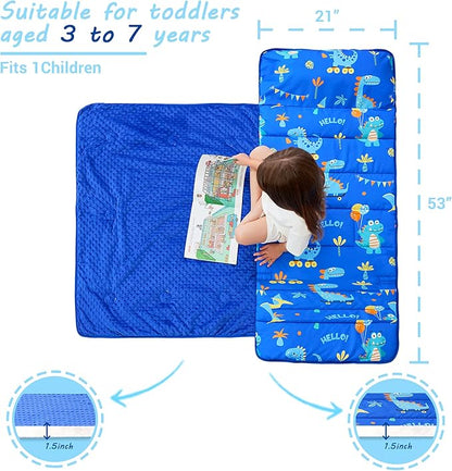 Toddler Nap Mat with Pillow and Blanket, Extra Large Rolled Napping Mats - Image 3