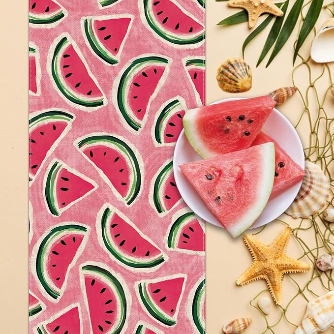 Summer Watermelon Table Runner, Seasonal Indoor Outdoor Home Decor Party Supply - Image 4