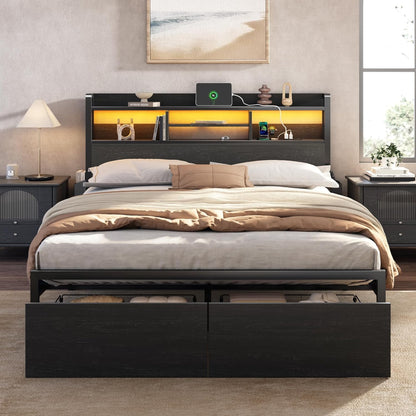 furnulem full size bed frame with headboard and, main product view