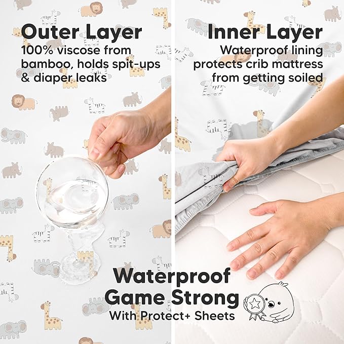 2-Pack Waterproof Pack and Play Sheets, Mini Crib Sheets Fitted - Image 2