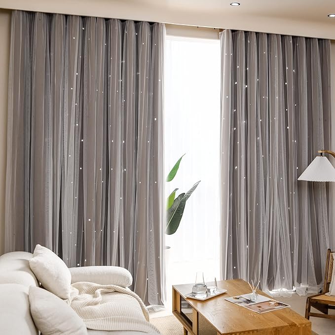 Kinryb Kids Blackout Curtains for Bedroom/Living Room/Classroom, Sheer Overlay - Image 3