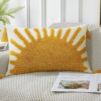 Adabana Decorative Boho Throw Pillow Covers 12x20, Lumbar Tufted Pillows Cover by Adabana