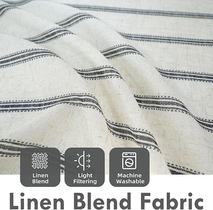 DriftAway Farmhouse Vertical Striped Linen Blend Textured Light Filtering Semi - Image 2