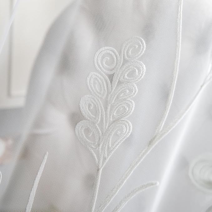 Melodieux Wheat Embroidery Sheer Curtain Extra Wide - Image 4