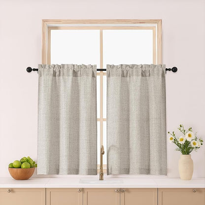 Gwine Short Curtains 36 Inch Length 2 Panels, Light Filtering Textured Half by Gwine