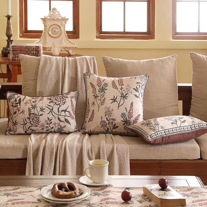 ISAENNE Design Linen Vintage Throw Pillow Covers 12"x20", Rectangle Cushion - Image 6