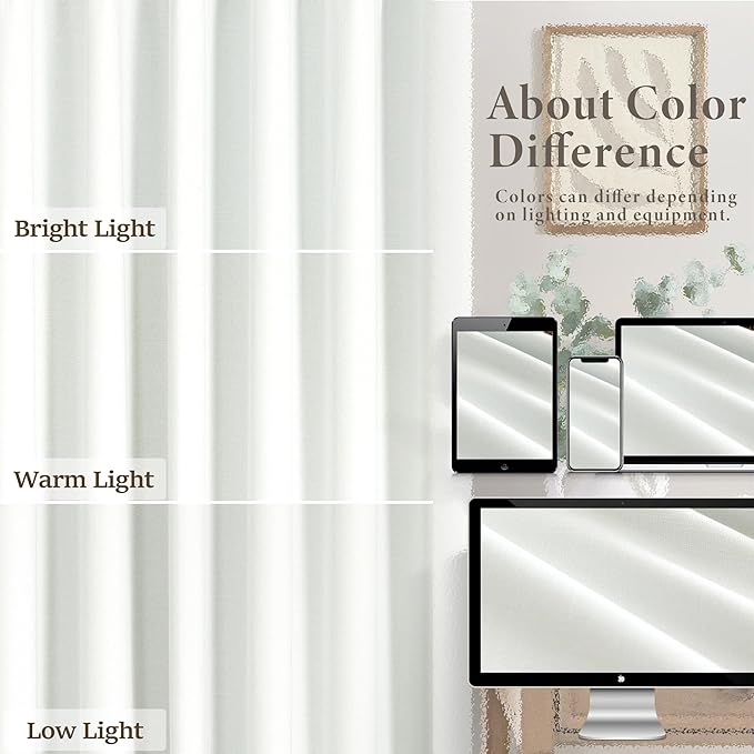 Ivory White Curtains 84 Inch Length 2 Panels - Image 7