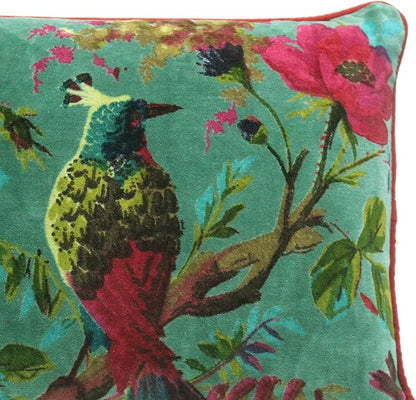 Eyes of India Velvet Floral Flower Bird Throw Pillow Sofa Cushion Cover Case - Image 3