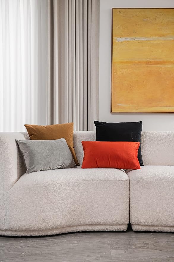 Fall Couch Pillow Cases 12x20 Burnt Orange: 2 Pack Cozy Soft Velvet Rectangular - Image 5