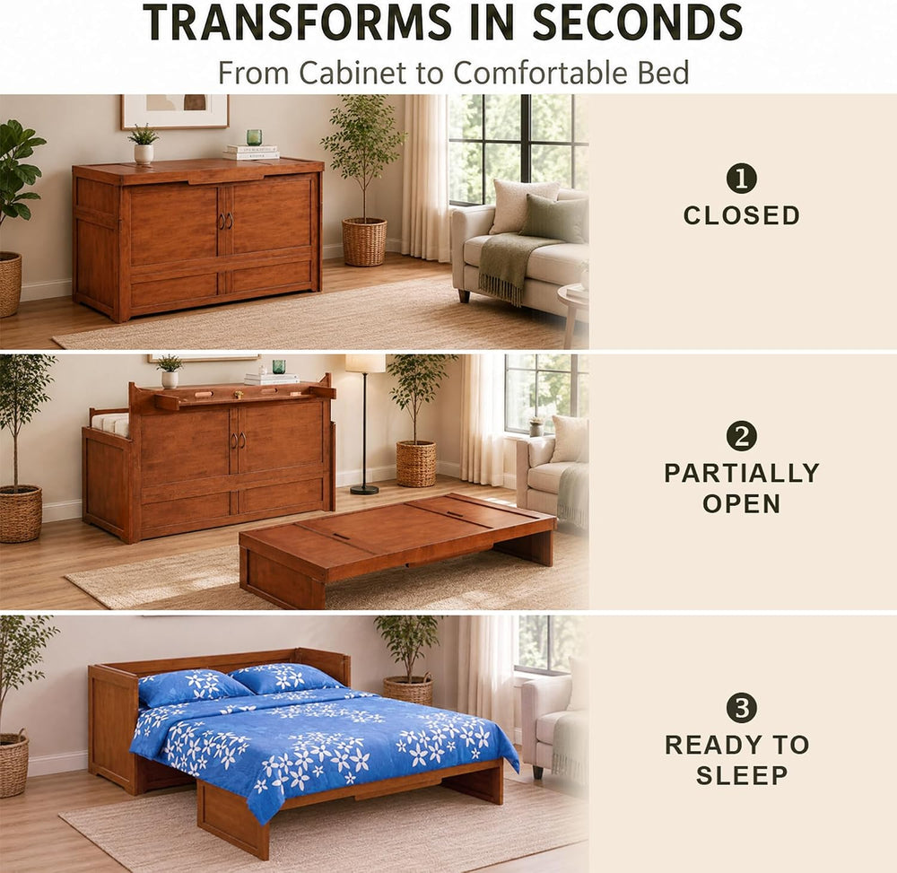NIGHT & DAY Furniture Murphy Cube Cabinet Bed (Cherry)