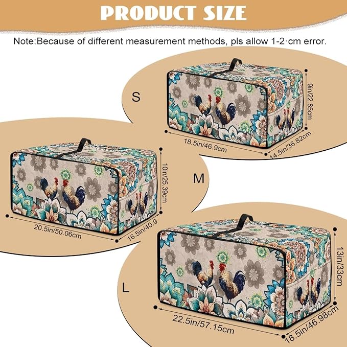 Rooster Boho Mandala Floral Print Microwave Oven Dust Cover Polyester-Linen - Image 7