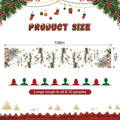 OTOSTAR Xmas Trees Holly Pine Cone Merry Christmas Table Runner, Xmas Seasonal - Image 6