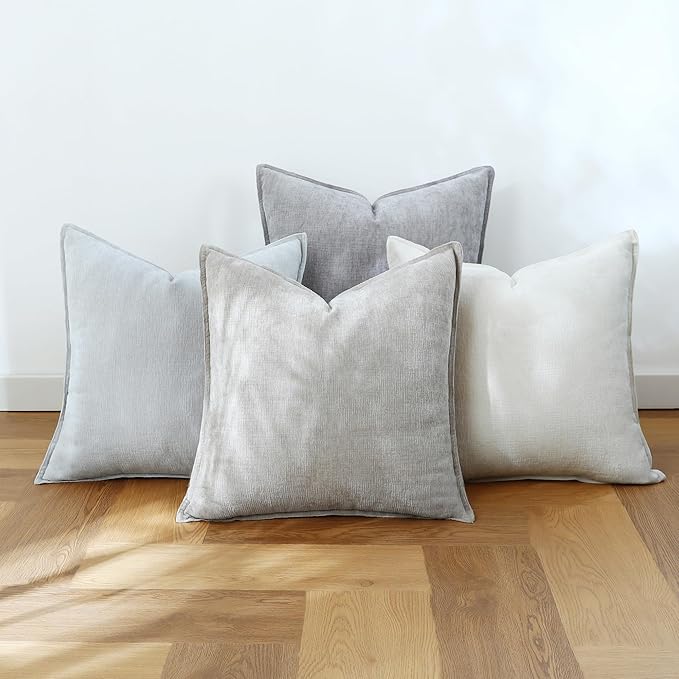 Stellhome Neutral Decorative Throw Pillow Covers Set of 4 Accent Solid Soft - Image 2