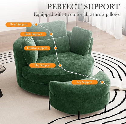 Aoiy & Wifon 50.2'' W Oversized Swivel Barrel Chair - Image 5