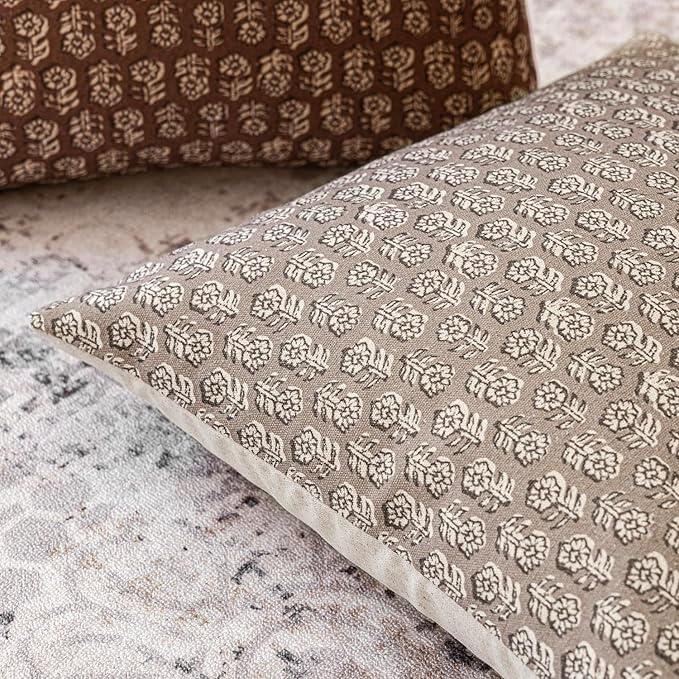 Foindtower Set of 2 Decorative Floral Body Lumbar Throw Pillow Covers Neutral - Image 3