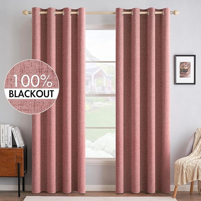 MIULEE 100% Blackout Linen Textured Curtains by MIULEE