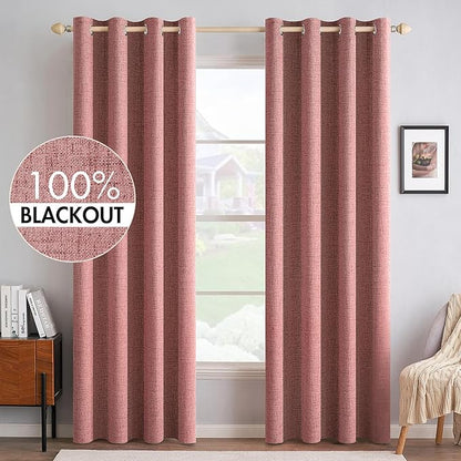 MIULEE 100% Blackout Linen Textured Curtains by MIULEE