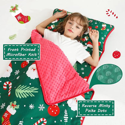 Toddler Nap Mat with Pillow and Blanket, Extra Large Rolled Napping Mats - Image 3