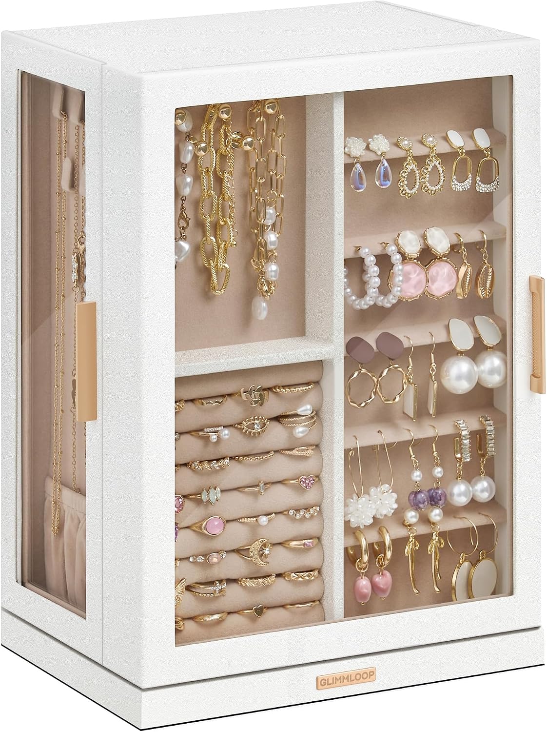 glimmloop 360° rotating jewelry box with 7 drawers, main product view