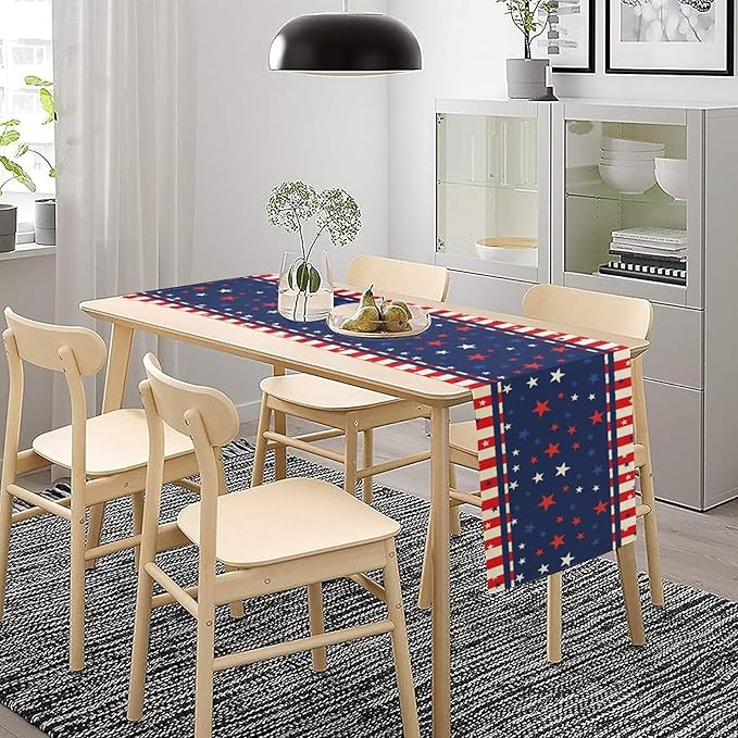 4th of July Table Runner, America Stars Stripes Patriotic Independence Memorial - Image 2