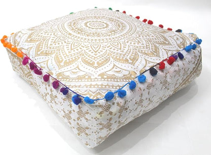 CRAFT KALA 24" Square Large Hippie Mandala Meditation Floor Ottoman Pillow - Image 5