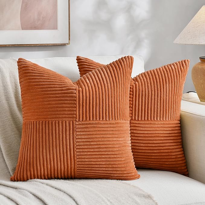 Fancy Homi 2 Packs Orange Fall Decorative Throw Pillow Covers 16x16 Inch by Fancy+Homi