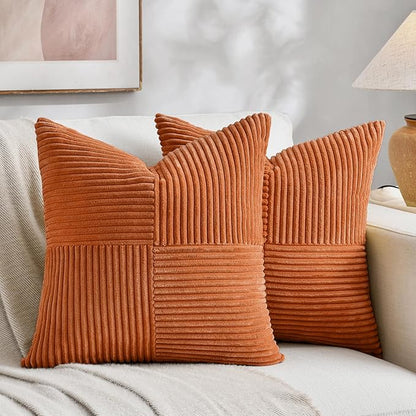 Fancy Homi 2 Packs Burnt Orange Decorative Throw Pillow Covers 22x22 Inch by Fancy+Homi