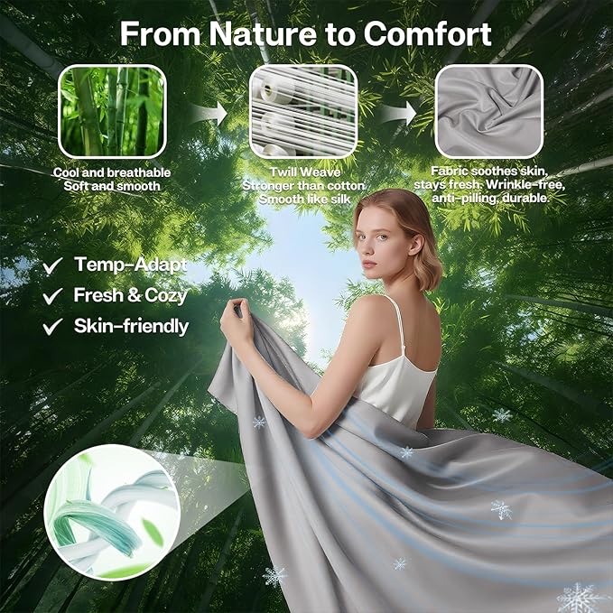 MR&HM King Fitted Sheet Only, Ultra-Soft Rayon Derived from Bamboo & Polyester - Image 2