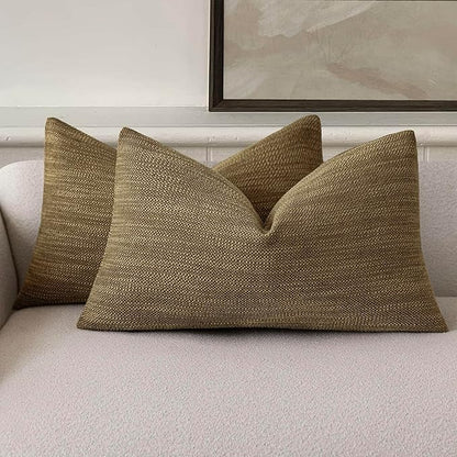 Foindtower Set of 2 Decorative Textured Burlap Linen Throw Pillow Covers by Foindtower