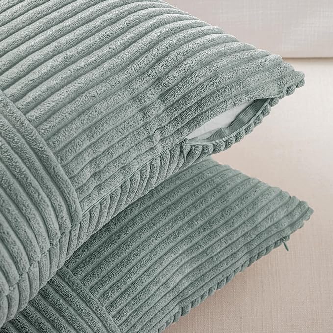 Fancy Homi 2 Packs Grey Blue Samll Decorative Throw Pillow Covers 14x14 Inch - Image 4