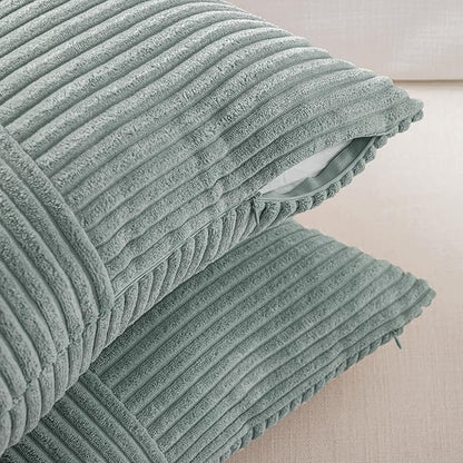 Fancy Homi 2 Packs Grey Blue Decorative Throw Pillow Covers 16x16 Inch - Image 4