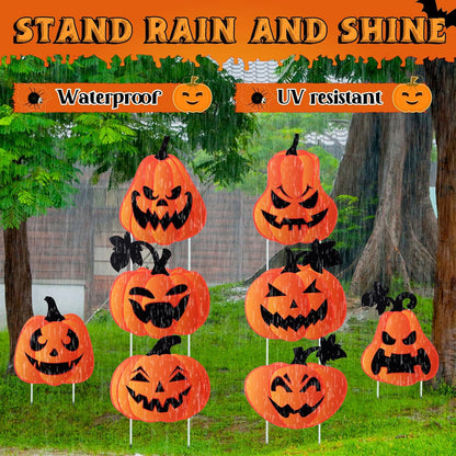 Barydat 12 Pcs Halloween Yard Signs Pumpkin Yard Stakes Decoration Outdoor Decorations with Stakes for Halloween Outdoor Lawn Garden Prop Home Party Decor