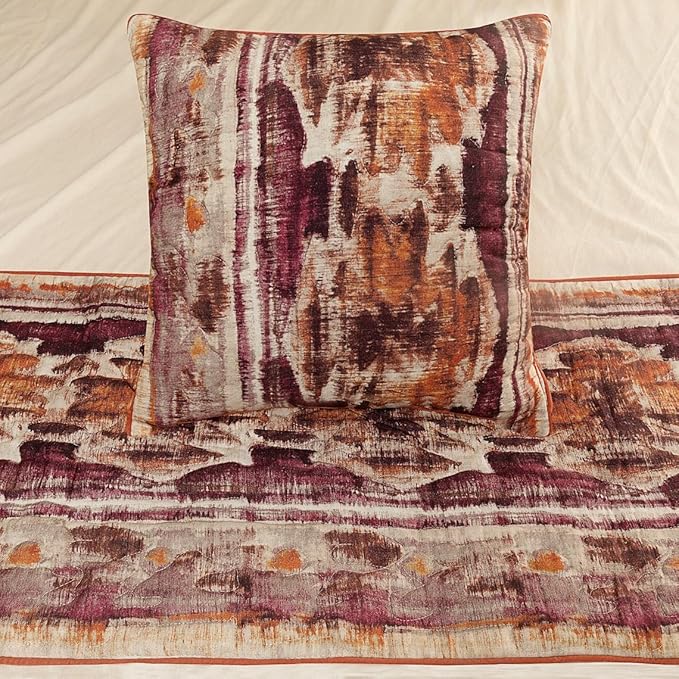 The HomeCentric King Queen Twin Pink & Orange Designer CA King 86"x18" Bed - Image 4