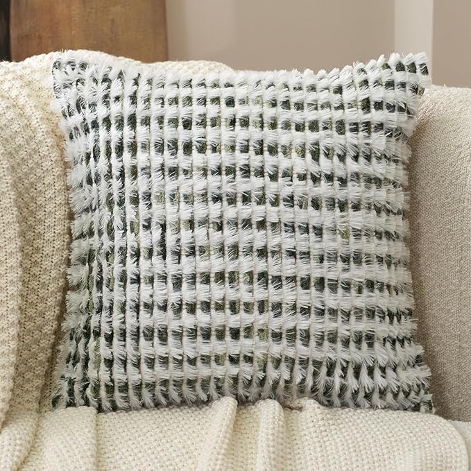 Aeckself Boho Chenille Tufted Pillow Cover 18 x 18 Inch, Decorative Square - Image 2