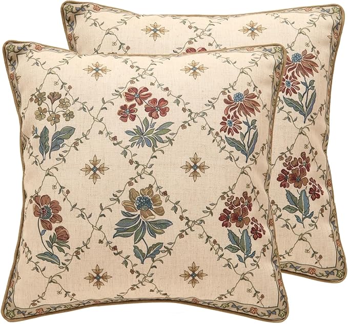 patdrea Designer Throw Pillow Covers Set of 2, Square Euro Retro Style Light by Welcometopatdrea
