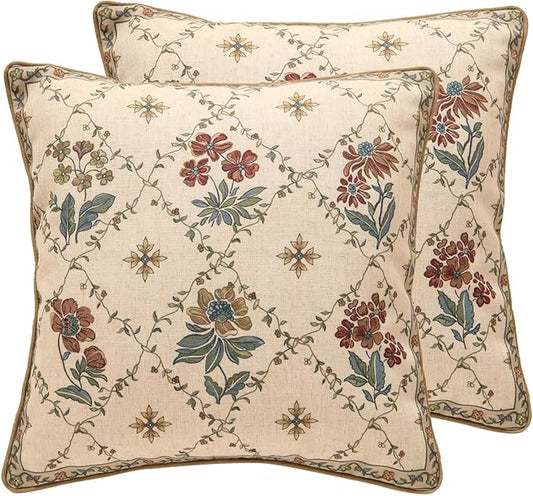 patdrea Designer Throw Pillow Covers Set of 2, Square Euro Retro Style Light by Welcometopatdrea