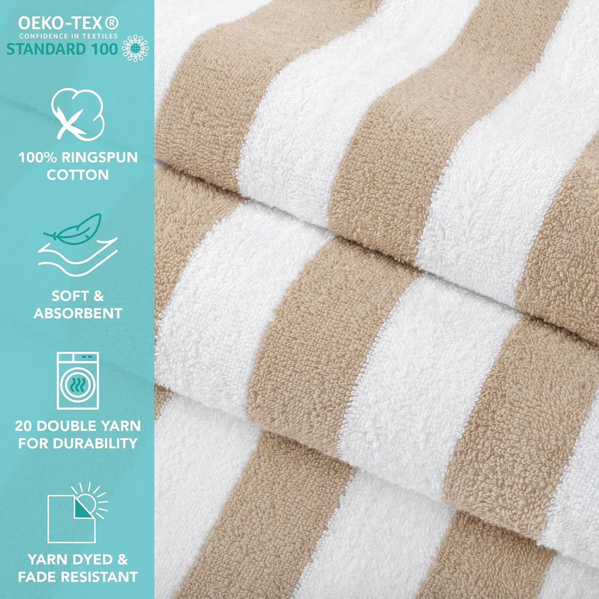 arkwright california cabana stripe beach towel - pack shown in use