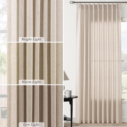 Tan Pinch Pleated Linen Curtains 84 Inch Length 2 Panels - Image 4