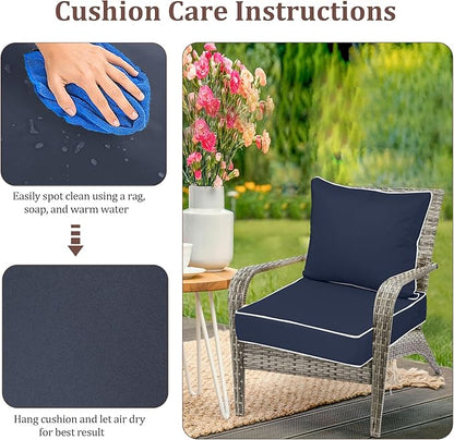 Outdoor Deep Seat Cushions for Patio Furniture Set of 2, Waterproof Outdoor - Image 7