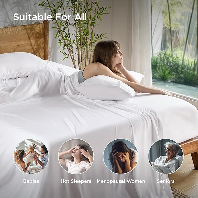 Bedsure Full Size Bed Sheets, Cooling Sheets, Rayon Derived from Bamboo - Image 6