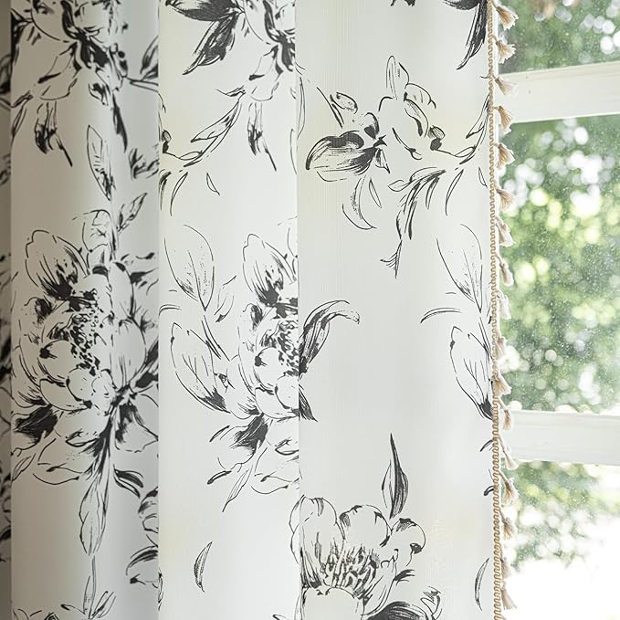ENJOYBRIDAL Floral Curtains 84 Inches Semi Sheer Living Room Drapes Boho - Image 7