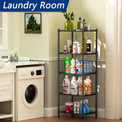regiller 5-wire shelving metal storage rack adjustable shelves,standing, side view