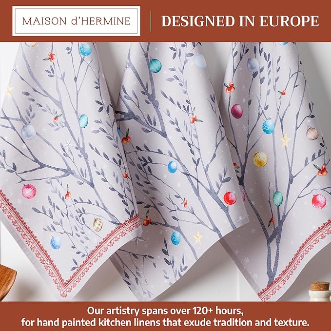 Maison d' Hermine Kitchen Towels Set of 3 100% Cotton 20" x 27.5" Reusable - Image 2