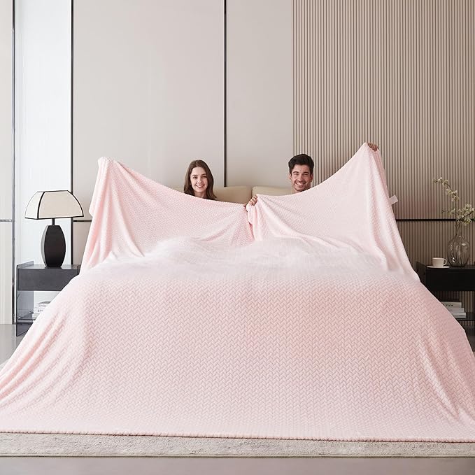 Oversized King Fleece Blanket 120x120 Inches, Seamless Soft Cozy 3D Jacquard - Image 2