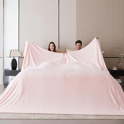 Oversized King Fleece Blanket 120x120 Inches, Seamless Soft Cozy 3D Jacquard - Image 2